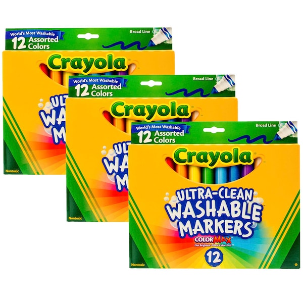 Crayola Ultra-Clean Markers, Broad Line, Assorted Colors, PK36 BIN587812BN - main